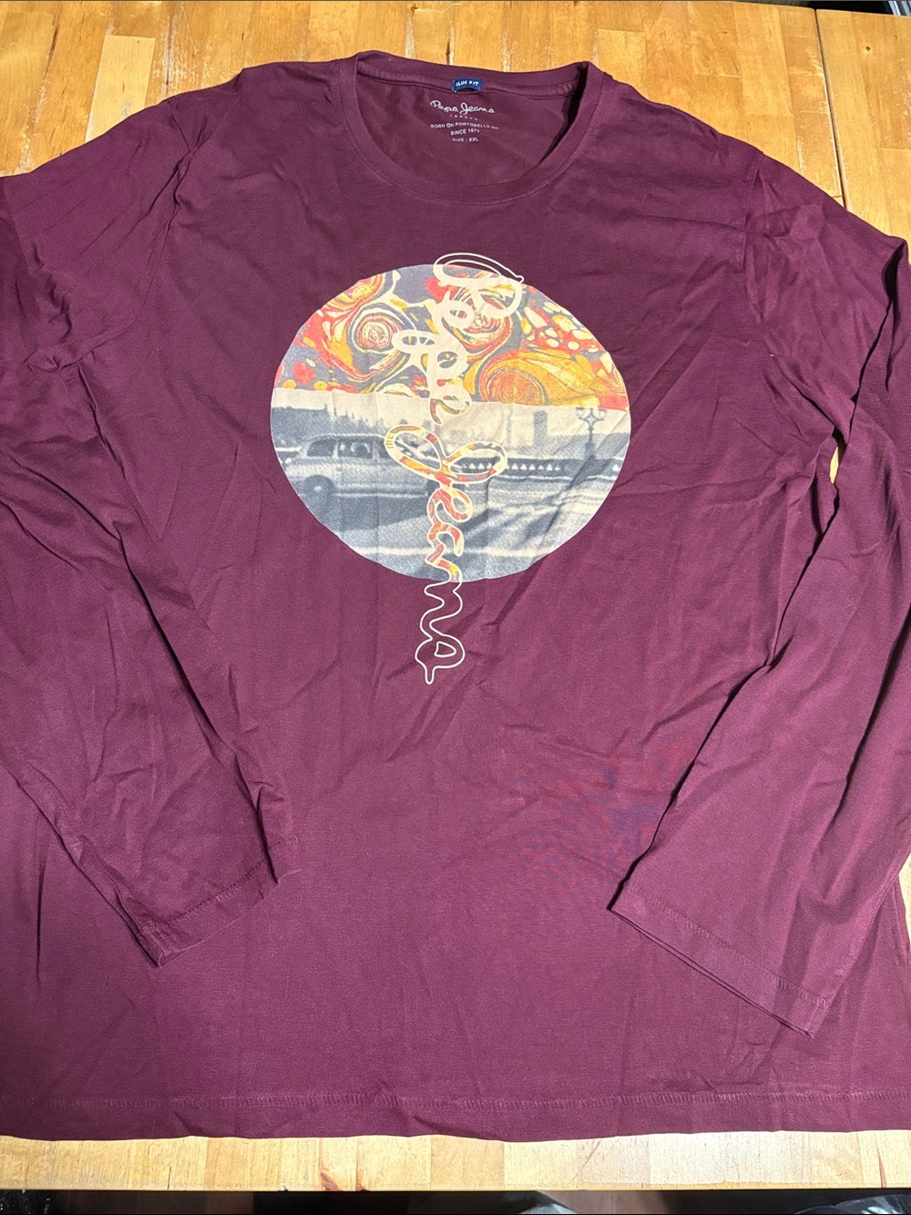 Pepe Jeans Maroon Long Sleeve Graphic Tshirt
